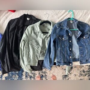 One black blazer & 2 denim jackets